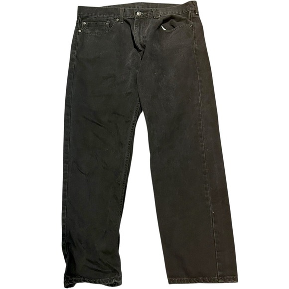 Levis Jeans Mens 36x29 Black 505 Dark Denim Pant Faded Workwear Regular Straight - Picture 2 of 4